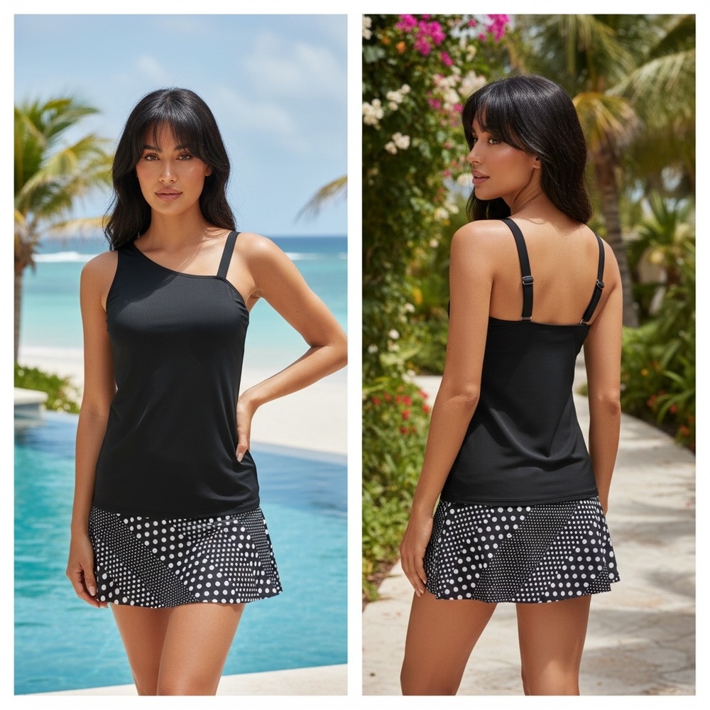 Lands end swim tankini top one shoulder 6